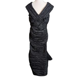 Alex Evenings Elegant Black Ruched Formal Evening Dress Women’s Size 14